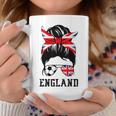 British Soccer Girl Mom Messy Bun England Flag Football Fan Coffee Mug Unique Gifts