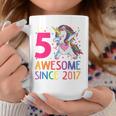 Kids Dabbing Unicorn 5Th Birthday Girls Awesome Since 2017 Coffee Mug Unique Gifts