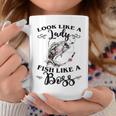 Look Like A Lady Fish Like A Boss Flower Fishing Women Coffee Mug Unique Gifts