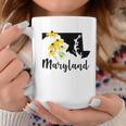 Maryland Floral Black-Eyed-Susan Handwritten State Inspired Coffee Mug Unique Gifts