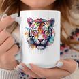 Obra De Arte De Tigre Colorido Animal Arte Tigre Taza de café Regalos divertidos