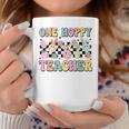 One Hoppy Teacher Bunny Easter Day Groovy Retro Boy Girl Coffee Mug Unique Gifts