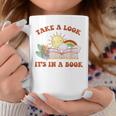 Retro Take A Look It's In A Book Rainbow Book Lover Teacher Coffee Mug Unique Gifts