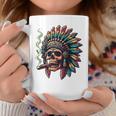 Smoking Cigar Indian Skull Colorful Headdress Lounge Gear Coffee Mug Unique Gifts