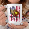 Softball Mom American Flag Patriotic 4Th Of July Women Coffee Mug Funny Gifts