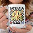 Softball Vibes Smile Face Game Day Softball Mom Coffee Mug Funny Gifts