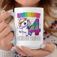 Unicorn 4Th Birthday 4 Year Old Unicorn Party Girls Outfit Coffee Mug Personalized Gifts
