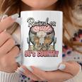 Vintage Raised On 90'S Country Music Bull Skull Western Coffee Mug Unique Gifts