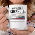 Why I Lose At Cornhole Humor Toss Like A Boss Usa Flag Coffee Mug Unique Gifts