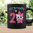 2Nd Birthday Girl Cat Kitten Let's Pawty I'm 2 Year Old Coffee Mug Gifts ideas