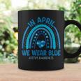 In April We Wear Blue Autism Awareness Puzzle Rainbow Coffee Mug Gifts ideas