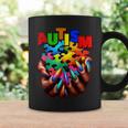 Autism Awareness Hand Black Woman Autism Mom Puzzle Piece Coffee Mug Gifts ideas
