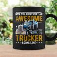 Awesome Trucker American Flag Truck Driver Trucker Hat Coffee Mug Gifts ideas