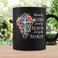 Blessed By God Loved By Jesus Floral Cross Christian Coffee Mug Gifts ideas