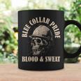Blue Collar Pride Construction Iron Worker Skull Blue Collar Coffee Mug Gifts ideas
