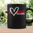 Bulldogs Team Pride School Spirit White Red Heart Coffee Mug Gifts ideas