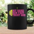 Christian Softball Hit Hard Run Fast Trust God Softball Coffee Mug Gifts ideas