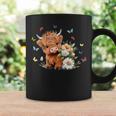 Cute Baby Highland Cow With Flowers Calf Animal Spring Coffee Mug Gifts ideas