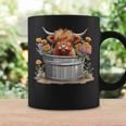 Cute Baby Highland Cow With Flowers Love Spring Pastel Coffee Mug Gifts ideas