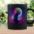 Cute Black Cat Spooky Yellow Purple Full Moon Logo Coffee Mug Gifts ideas