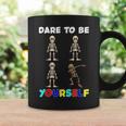 Dare To Be Yourself Autism Awareness Dabbing Skeleton Coffee Mug Gifts ideas