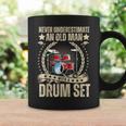 Fathers Day Never Underestimate An Old Man With A Drum Set Coffee Mug Gifts ideas