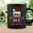 First Christmas As A Mom Santa Hat Red Plaid Buffalo Coffee Mug Gifts ideas