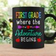 First Grade Where The Adventure Begins Kinder Teacher Coffee Mug Gifts ideas