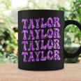 Girl Retro Taylor First Name Personalized Groovy Distressed Coffee Mug Gifts ideas