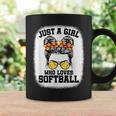 Girls Softball Fan Player Messy Bun Softball Lover Coffee Mug Gifts ideas