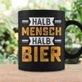 Halb Mensch Halb Bier Tassen, Lustiges Spruch-Tassen für Bierliebhaber Geschenkideen