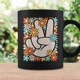 Hippie Peace Hand Sign Groovy Flower 60S 70S Retro Coffee Mug Gifts ideas