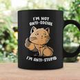 I'm Not Anti Social I'm Anti Stupid Cute Snob Cat Coffee Mug Gifts ideas
