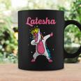 Latesha Name Personalized Birthday Dabbing Unicorn Queen Coffee Mug Gifts ideas