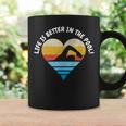 Life Is Better In The Pool Retro Distressed Heart-Love Swim Coffee Mug Gifts ideas