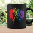 Live Work Pose Graphic Statement Happy Pride Rainbow Coffee Mug Gifts ideas