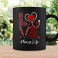 Love Nurse Life Leopard Red Plaid Valentine Day Lover Coffee Mug Gifts ideas