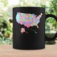 Map Of Usa With State Names Typographic Colorful Map Coffee Mug Gifts ideas