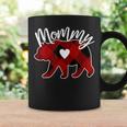 Mommy Bear Christmas Buffalo Plaid Red White & Black Coffee Mug Gifts ideas