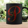 Monogram Initial Letter P Red Heart Coffee Mug Gifts ideas