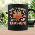 One Thankful Teacher Thanksgiving Retro Groovy Fall Teachers Coffee Mug Gifts ideas
