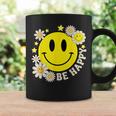 Retro Groovy Be Happy Smile Face Daisy Flower 70S Coffee Mug Gifts ideas