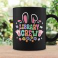 Retro Groovy Library Crew Librarian Bunny Ear Flower Easter Coffee Mug Gifts ideas