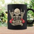 Lets Rock Rock & Roll Esqueleto Manointage Retro Rock Concierto Taza de café Ideas de regalos