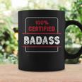 Schwarzes Tassen 100% Certified Badass, Coole Aufdruck Mode Geschenkideen