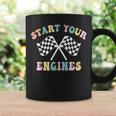 Start Your Engines Groovy Checkered Flag Retro Racing Coffee Mug Gifts ideas