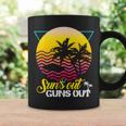 Suns Out Guns Out Retro 80S Beach Scene Palm Tree Sunset Coffee Mug Gifts ideas
