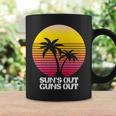 Suns Out Guns Out Retro 80S Beach Scene Palm Tree Sunset Coffee Mug Gifts ideas
