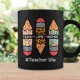 Teacher Life Teach Love Inspire Pencils Inspirational Women Coffee Mug Gifts ideas
