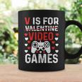 V Is For Video Games Valentines Day Video Gamer Boy Men Coffee Mug Gifts ideas